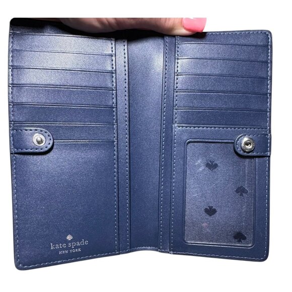 Kate Spade New York Blue Leather Wallet With Snap &‎ Zipper Closures - Picture 3 of 5